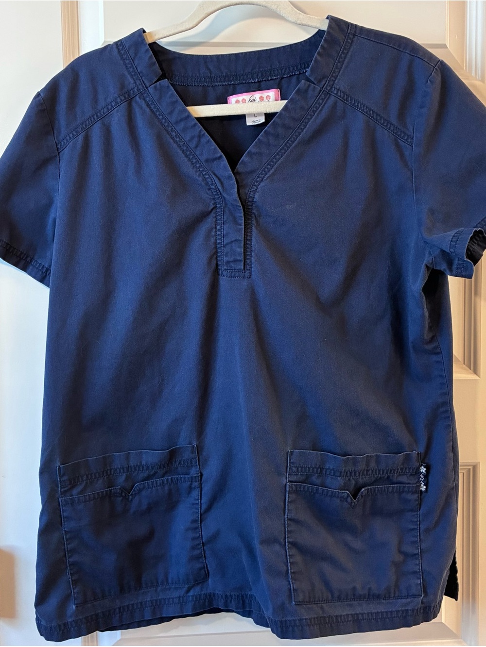 koi Navy Split V Neck Medical Scrub Top